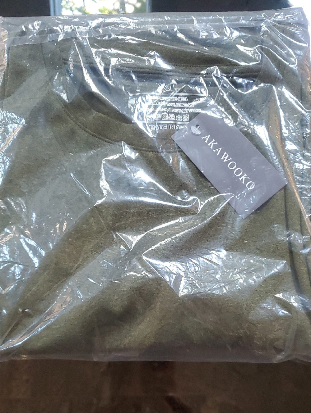 Olive Green XL Crewneck Tee with Care-Label Detail